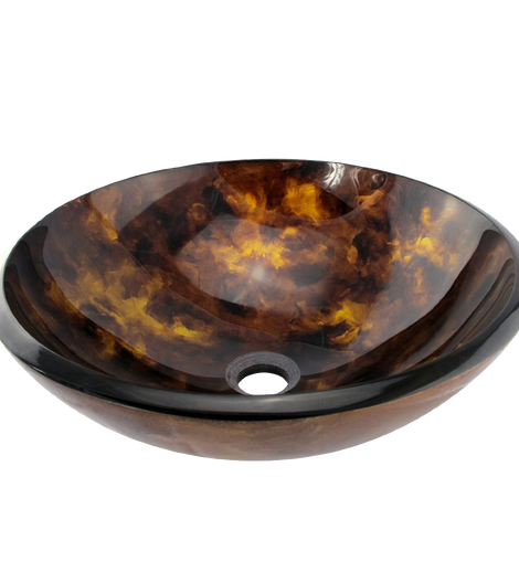 Bathroom Tempered Glass Vessel Sink with Unique